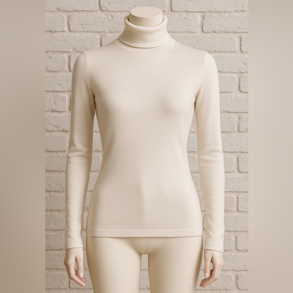 Ambiance Cream Long Sleeve Turtleneck Top